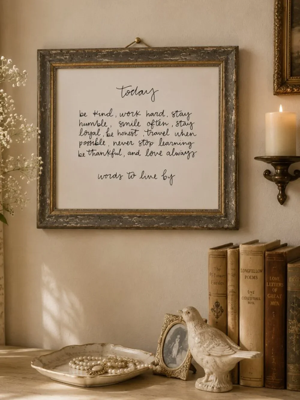 Handwritten Typography Style Inspirational Quote Framed Wall Art